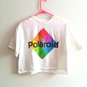 Polarioid Stranger things 1970's 80's style vintage white crop top.
